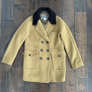 Vintage Women’s J Crew Nello Gori Tan Italian Stadium Wool Peacoat Size 6